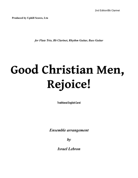 Free Sheet Music Good Christian Men Rejoice Bb Clarinet Transposed