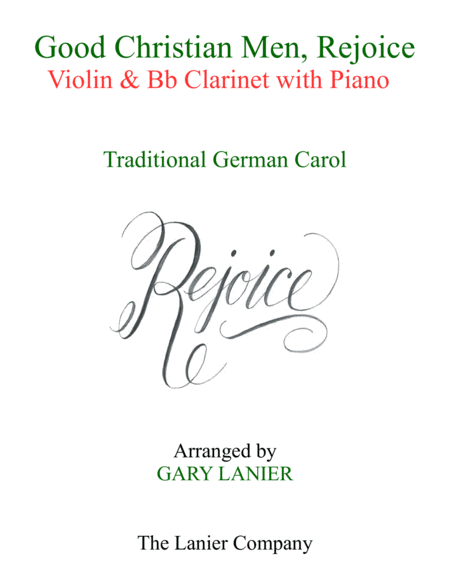 Good Christian Men Rejoice Violin Bb Clarinet With Piano Score Parts Sheet Music