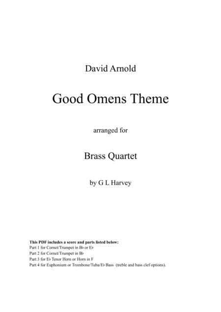 Good Omens Theme For Brass Quartet Sheet Music