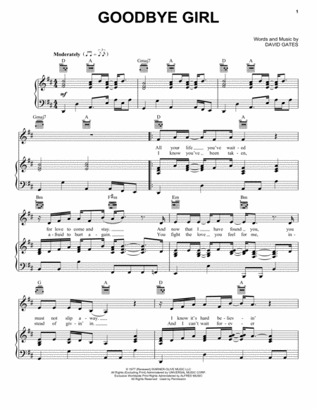 Goodbye Girl Sheet Music