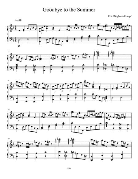 Free Sheet Music Goodbye To The Summer