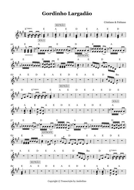 Free Sheet Music Gordinho Largado Cristiano Arajo Partitura E Cifra