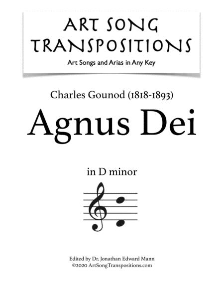 Free Sheet Music Gounod Agnus Dei Transposed To D Minor
