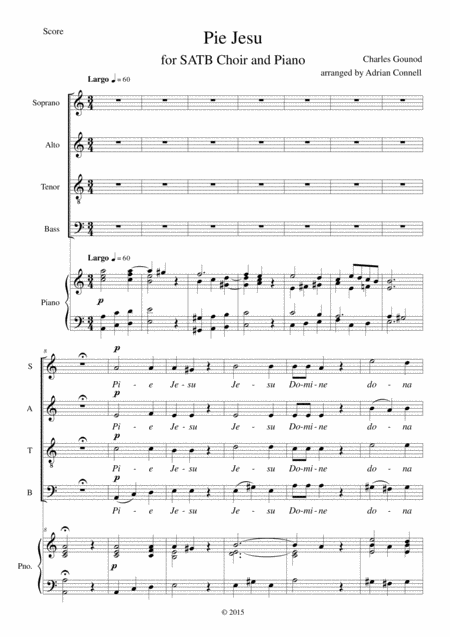 Gounod Pie Jesu Arranged For Satb Choir And Piano Or Organ Sheet Music