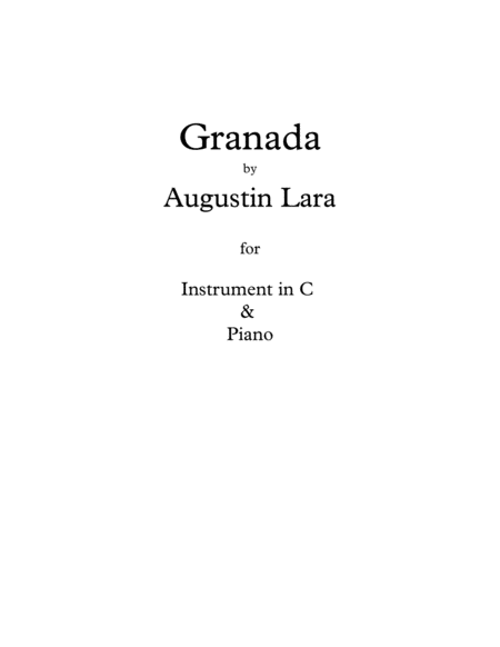 Granada Fantasa Espaola For Instrument Piano Sheet Music