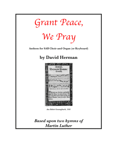 Free Sheet Music Grant Peace We Pray