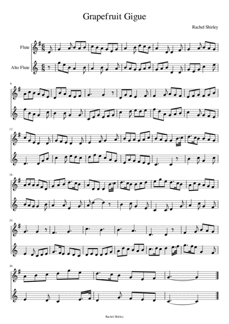 Grapefruit Gigue Flute And Alto Flute Sheet Music