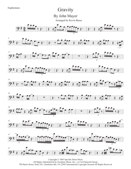 Free Sheet Music Gravity Euphonium Original Key