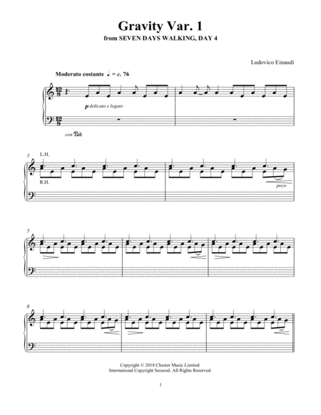 Free Sheet Music Gravity Var 1 From Seven Days Walking Day 4