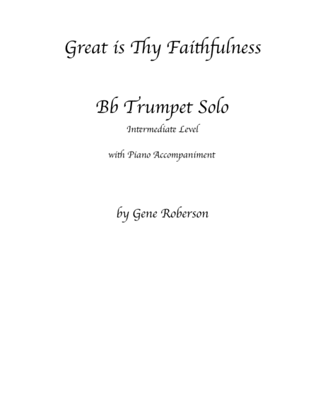 Great Is Thy Faithfulness Trumpet Solo Intermediate Sheet Music