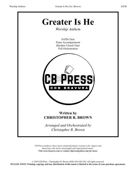 Free Sheet Music Greater Is He Anthem Orchestration