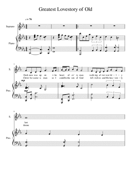 Free Sheet Music Greatest Love Story Of All