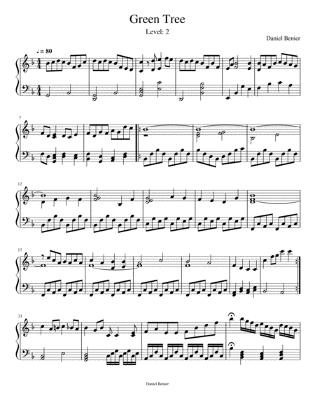 Free Sheet Music Green Tree Music For Piano And Keyboard