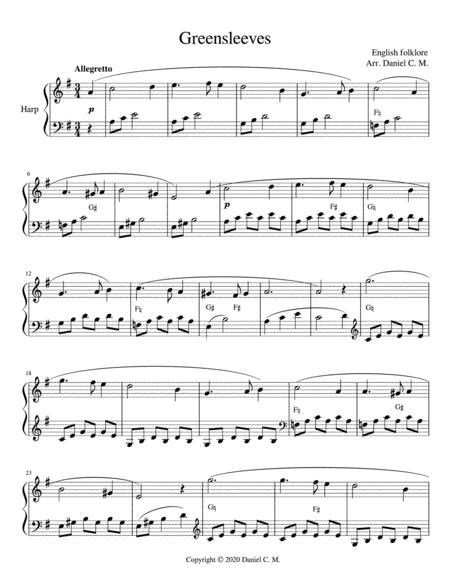 Free Sheet Music Greensleeves For Harp