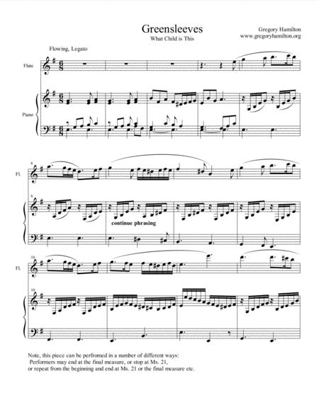 Free Sheet Music Greensleeves What Child Is This For Flute And Piano