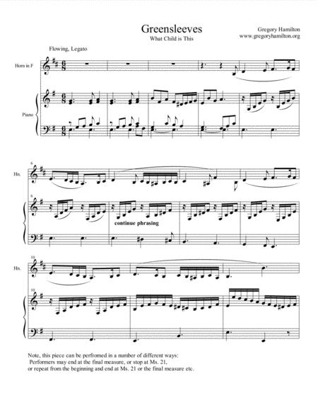 Greensleeves What Child Is This For Horn In F And Piano Sheet Music