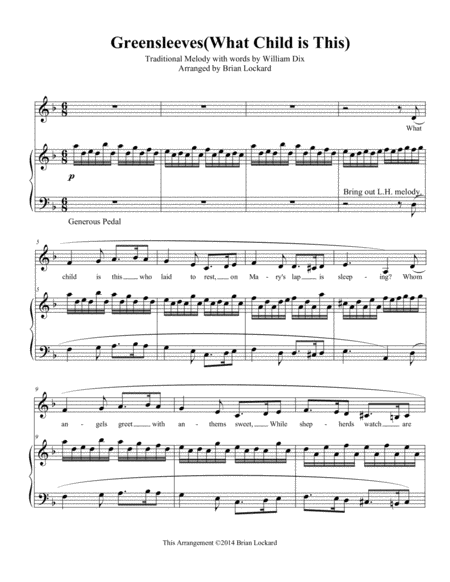 Greensleeves What Child Is This Piano Solo Or Piano And Medium Voice Sheet Music