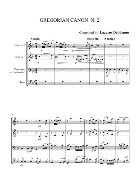 Free Sheet Music Gregorian Canon N 2 For Unusual Brass Quartet