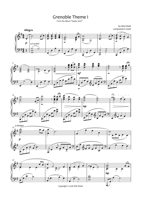 Grenoble Theme I Sheet Music