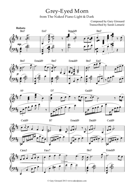 Free Sheet Music Grey Eyed Morn