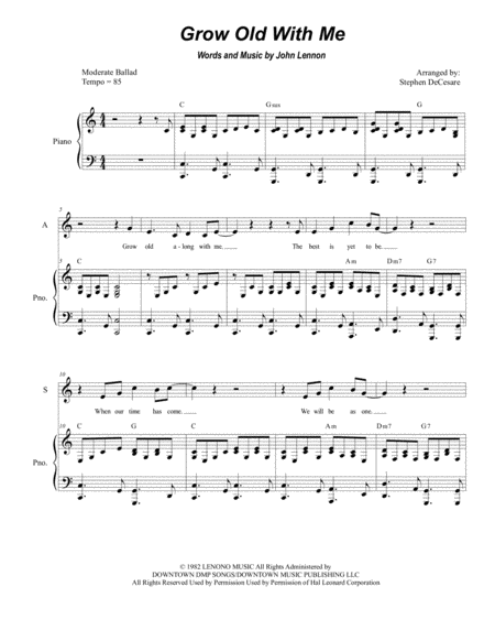 Grow Old With Me Duet For Soprano And Alto Solo Sheet Music