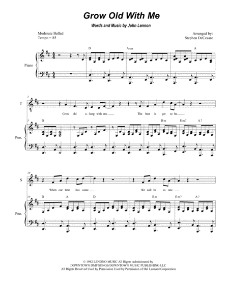 Grow Old With Me Duet For Soprano And Tenor Solo Sheet Music