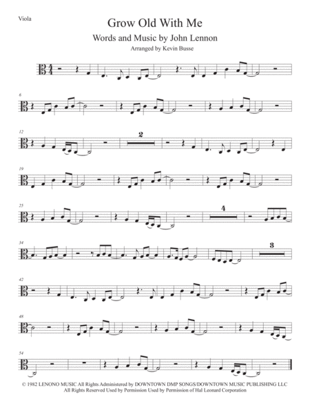 Grow Old With Me Easy Key Of C Viola Sheet Music