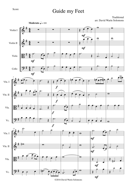 Guide My Feet For String Quartet Sheet Music