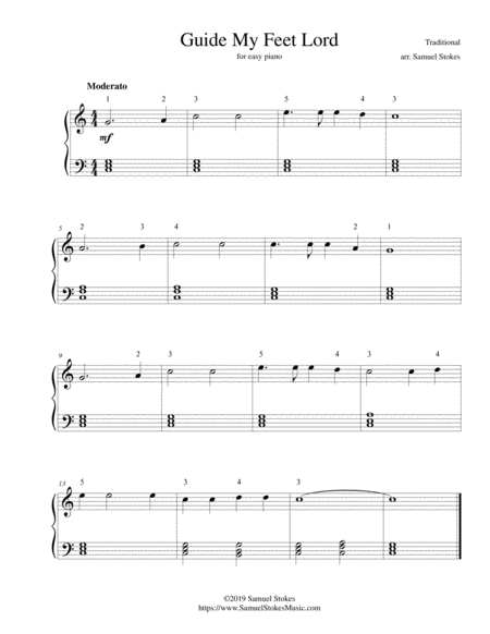 Guide My Feet Lord For Easy Piano Sheet Music