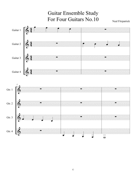 Guitar Ensemble Study No 10 Sheet Music