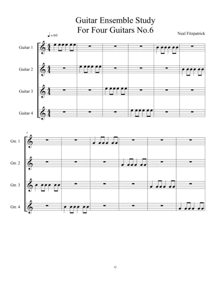 Guitar Ensemble Study No 6 Sheet Music