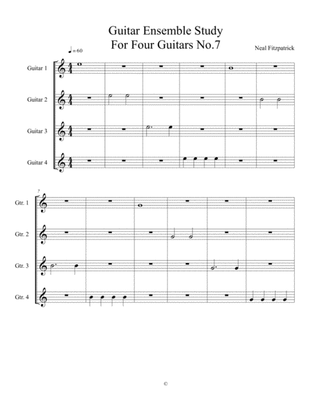 Free Sheet Music Guitar Ensemble Study No 7