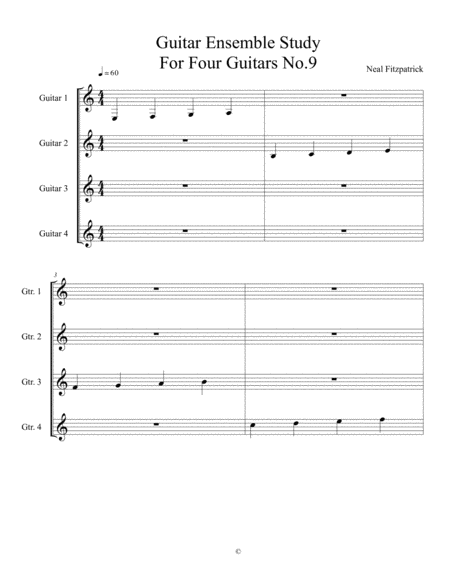 Free Sheet Music Guitar Ensemble Study No 9