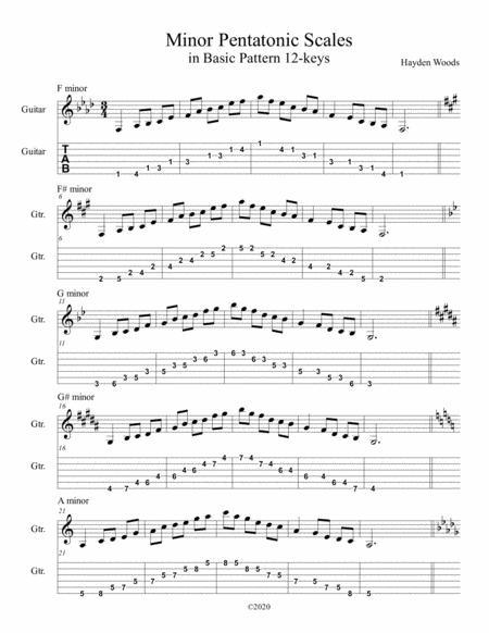 Free Sheet Music Guitar Minor Pentatonic Scales Notation Tabs