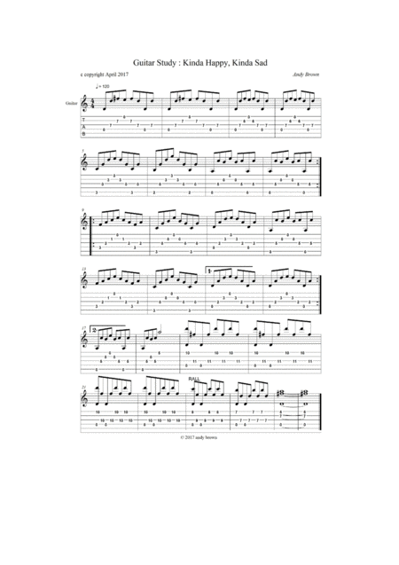 Free Sheet Music Guitar Study Kinda Happy Kinda Sad