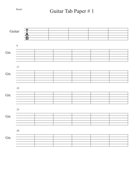 Guitar Tab Paper 1 Sheet Music