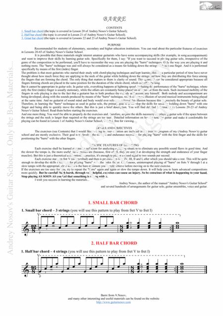 Guitar Xercises Barre Sheet Music