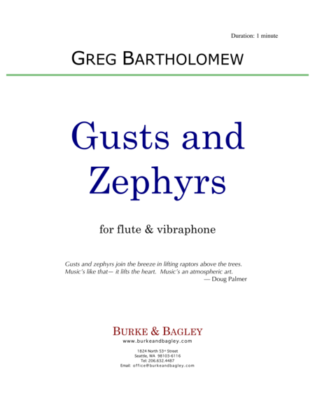 Gusts Zephyrs For Flute Vibraphone Sheet Music