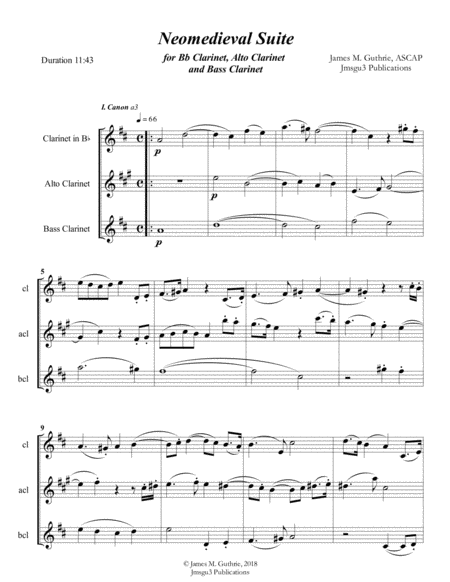 Free Sheet Music Guthrie Neomedieval Suite For Clarinet Alto Clarinet Bass Clarinet