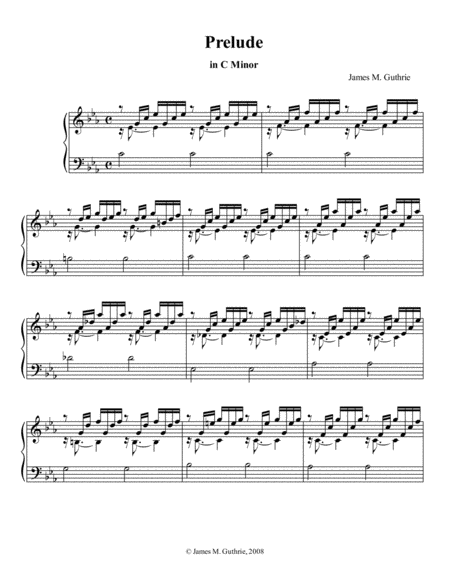 Guthrie Prelude In C Minor For Piano Sheet Music