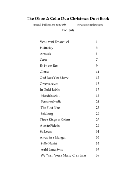 Guthrie The Oboe Cello Duo Christmas Duet Book Sheet Music