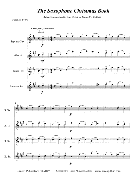 Free Sheet Music Guthrie The Saxophone Choir Christmas Book