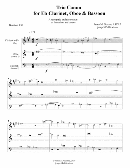 Guthrie Trio Canon For Eb Clarinet Oboe Bassoon Sheet Music