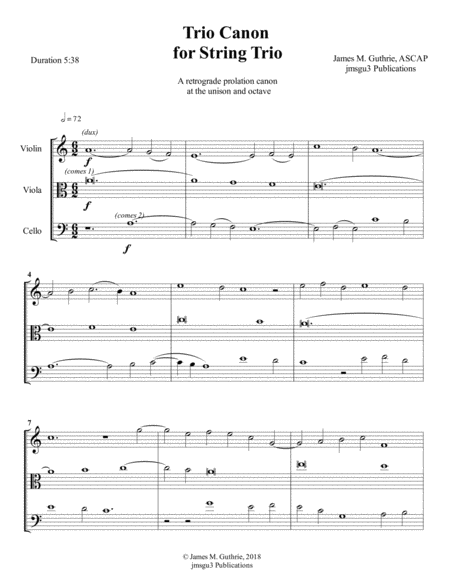 Guthrie Trio Canon For String Trio Sheet Music