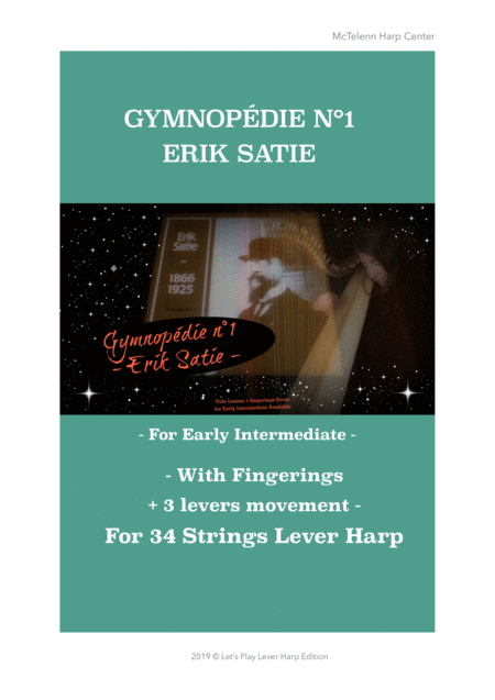 Gymnopdie N 1 Erik Satie Lever Harp Version Only Score Sheet Music