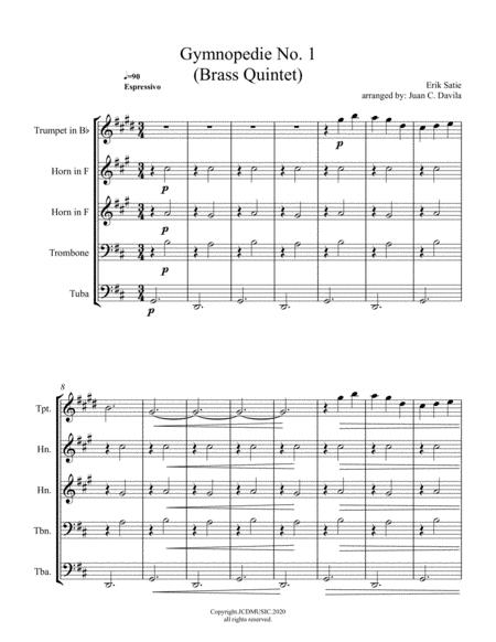 Free Sheet Music Gymnopedie No 1 Arranged For Brass Quintet