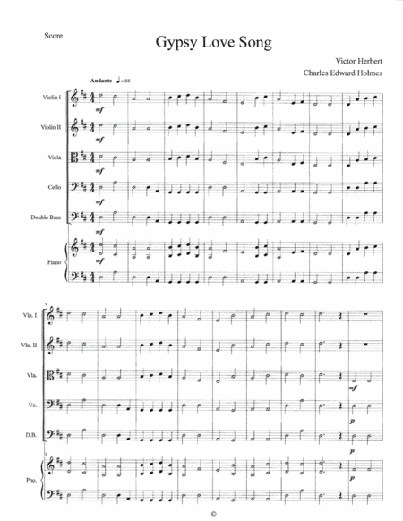 Free Sheet Music Gypsy Love Song String Orchestra Set