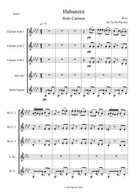 Habanera For Woodwind Ensemble Sheet Music