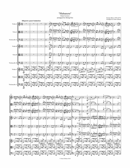 Habanera From Bizets Carmen For String Trio Any Combination Score Parts Sheet Music