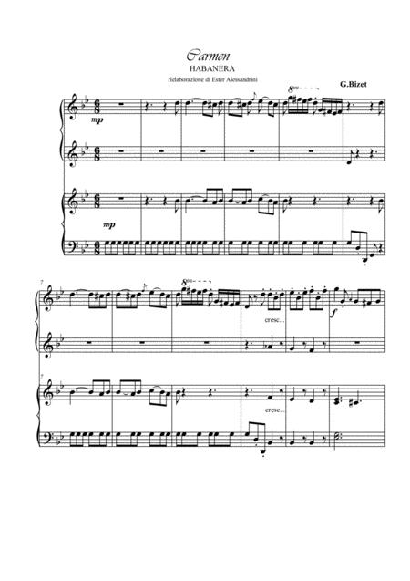 Habanera From Bizets Carmen Piano 4 Hands Sheet Music